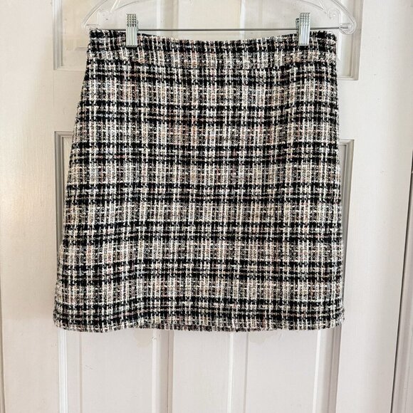 LOFT Dresses & Skirts - Loft Women’s Sz 4 Tweed A-Line Black/Tan/White Skirt Bouche Lined Skirt Career